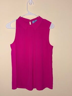CeCe Sleeveless Collared Camisole - Fuchsia